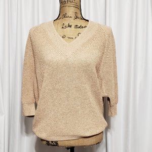 Massimo Dutti V Neck Metallic Sweater